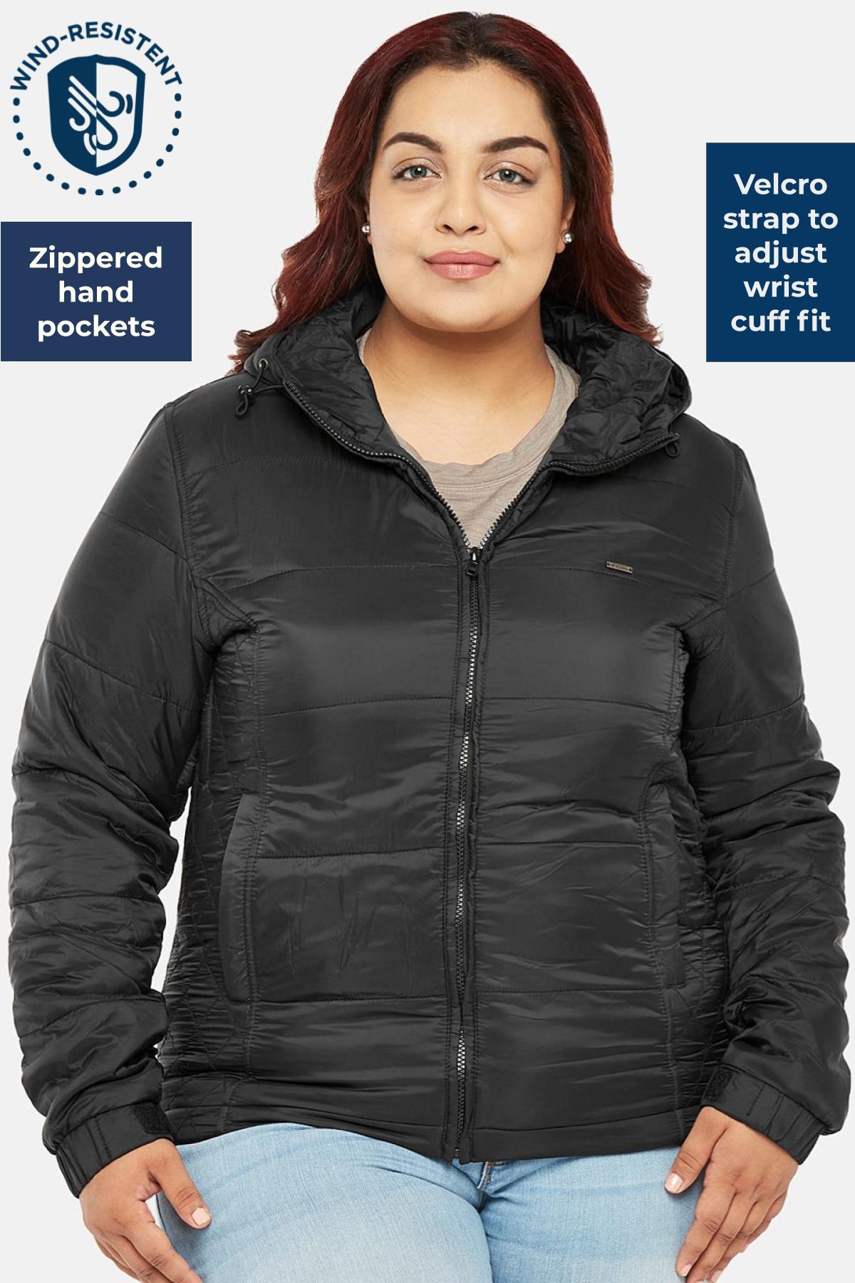 Black Plus Size Puffer Jacket | Women